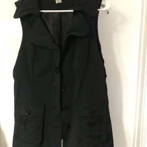 Black long vest with belt